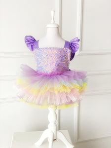 Rainbow Girl Dress, Pastel Colorful Tulle Dress, First Birthday Tulle Dress, Sequin Tutu Dress, Unicorn Dress, Toddler Cake Smash  Dress