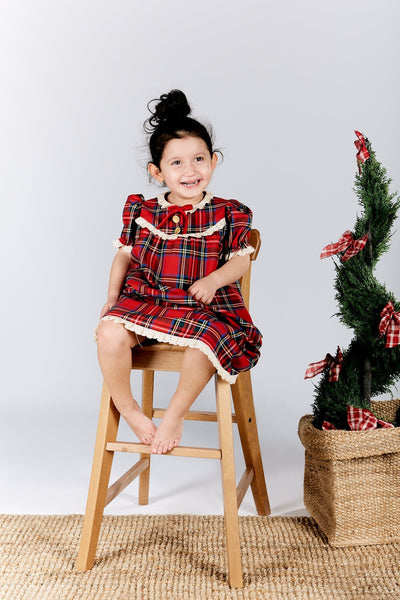 Girl Christmas Dress, Tartan Pajamas, Toddler Holiday Dress, Tree  Photoshoot Costume, Infant Holiday Dress, Red Night Gown, Photohoot