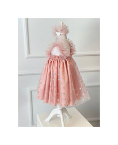 Boho Pink Star Girl Dress, Toddler Sequin Star Dress, Rose Tulle Dress, First Birthday Dress, Blush Photoshoot Dress, Birthday Flower Outfit