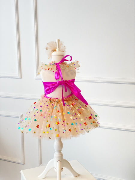 Colorfull Star Romper, Circus Romper, Star Girl Dress, Showgirl Dress, Circus Star Girl Dress, Toddler Birthday Dress, Birthday Girl Costume