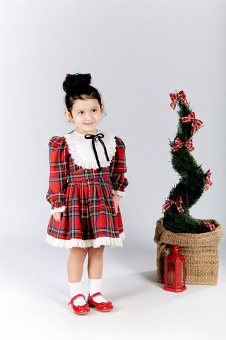 Red Plaid Christmas Dress, Noel Tartan Dress, Holiday Photoshoot Dress, Girl Xmas Outfit, Toddler Dress, Infant Flannel Dress,