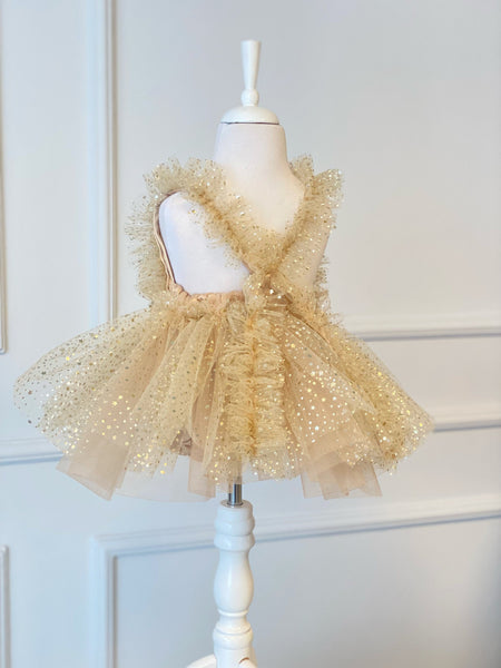 Gold Star Girl Dress, Toddler Birthday Dress, Gold Tutu Dress, Gold Boho Toddler Dress, Birthday Star Outfit, Boho Birthday Party Outfit