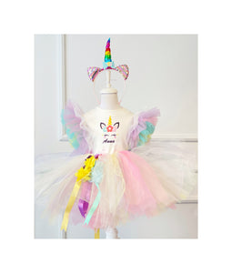Girl Unicorn Tutu, Toddler Rainbow Skirt and Personalized Tshirt, Birthday Tutu and Tshirt, Colorful Girl Tutu, Girl Birthday Outfit