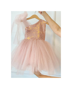 Birthday Girl Glitter Tulle Dress, Toddler Boho Dress, Girl Photoshoot Tutu, Toddler wedding Outfit,Flower Girl Outfit, Dusty Rose Pink
