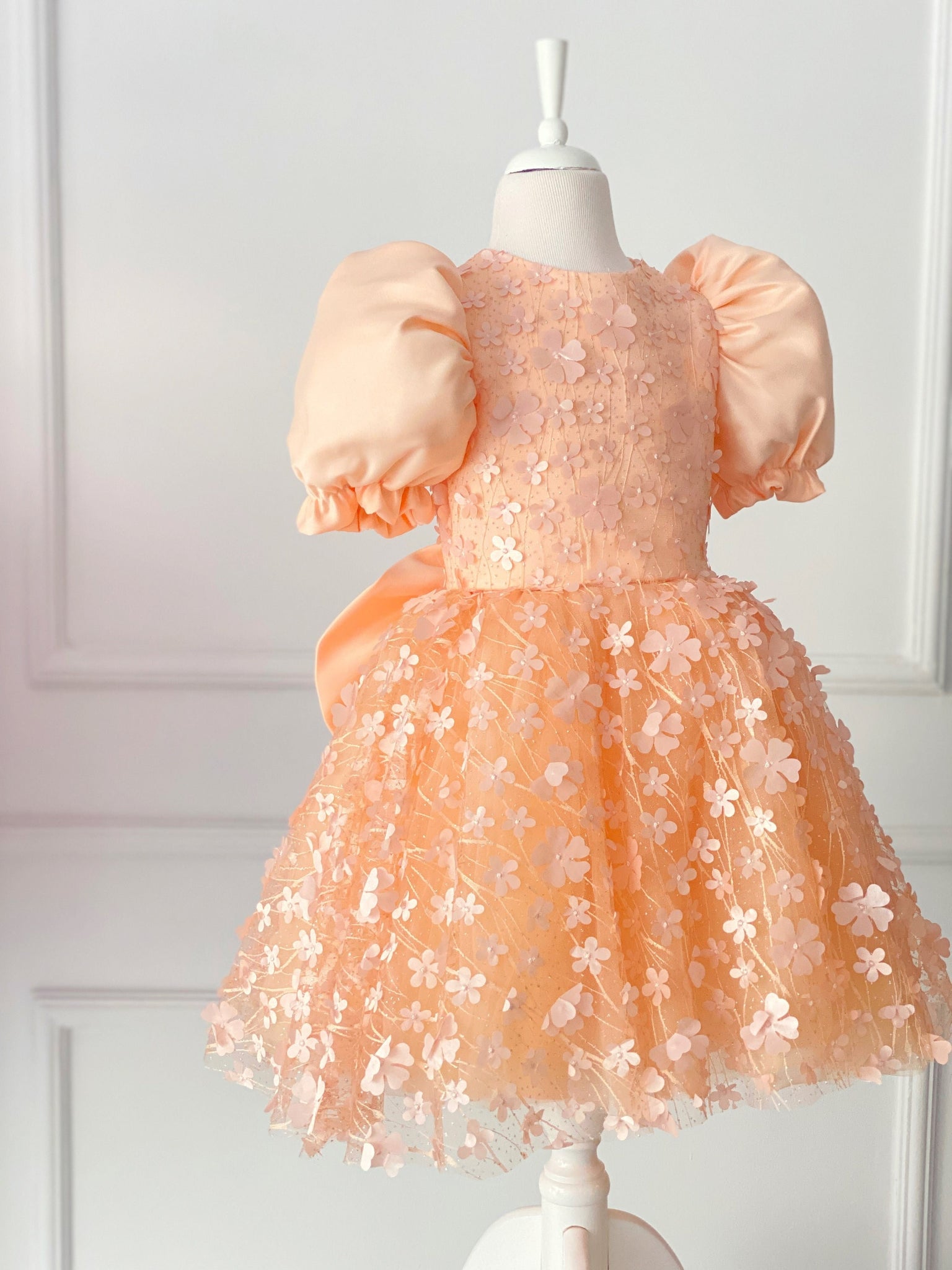 Salmon Fancy Flower Girl Birthday Dress, Toddler Wedding Dress, Infant Speacial Day Dress, Flower Gown, Photoshoot Girl Dress, Salmon Gown