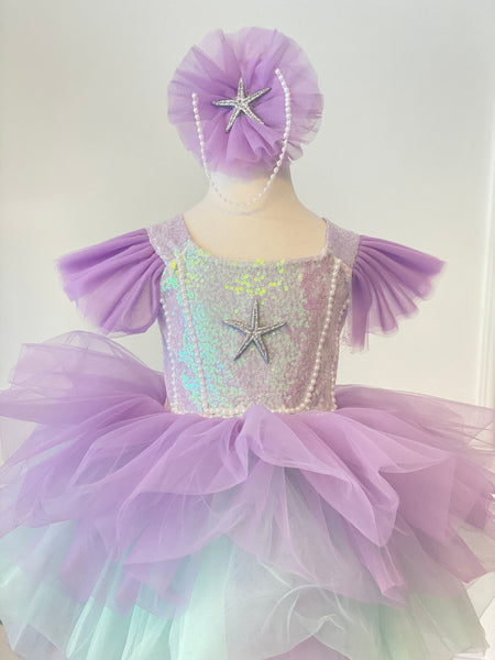 Mermaid Dress With Pearl, Girl Birthday Dress, Toddler Halloween Costume, Ariel Inspired Costume, Baby Cake Smash Dress, Photoshoot Dress
