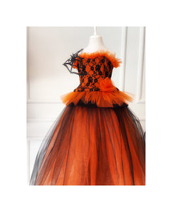 Halloween Girl Witch Costume, Hocus Pocus Toddler Costume, Orange and  Black Witch Costume,  Orange Lace Halloween Costume