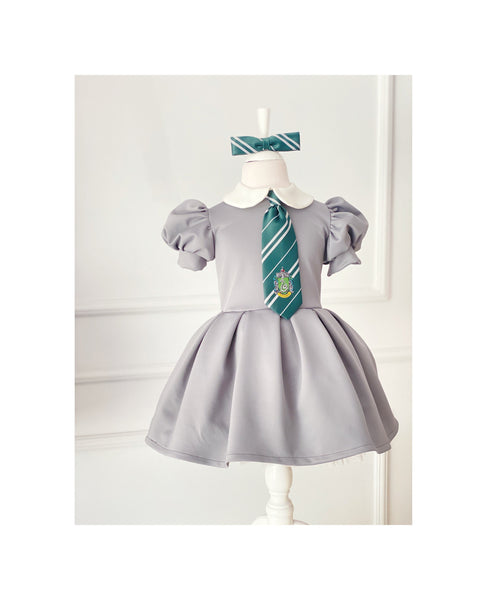 Slytherin Inspired Girl Costume, Harry  Inspired Toddler Dress, Birthday Outfit, Kids Halloween Outfit, Toddler Photoshoot  Dress, Potter