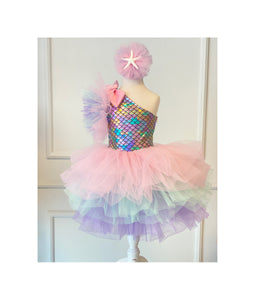 Pink  Mermaid Girl Toddler Dress, First Birthday Outfit,  Photoshoot Tutu, Mermaid Theme Party, Cake Smash Dress, Toddler Halloween Costume
